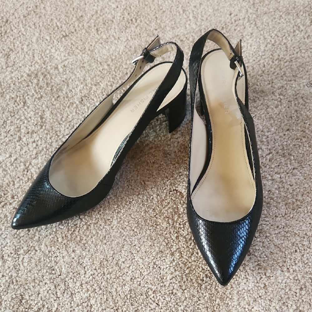Marc Fischer Elegant Black Slingback Block Heels